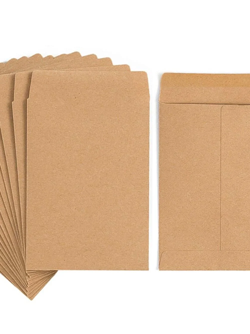 100 Pack Brown Small Coin Envelopes Kraft Paper, 3.23x4.53 inch | Self-Adhesive,